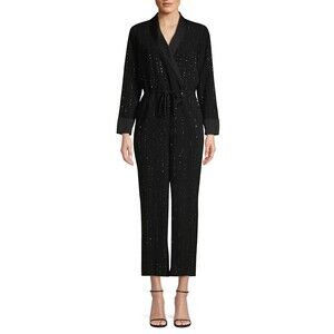 NWT Trina Turk Celebration Beaded Formal Cocktail Jumpsuit 2 Black